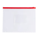 Pack of 12 A5 Clear Zippy Bags with Red Zip