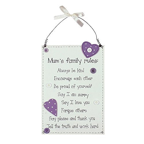 Mum's Family Rules Petty Wooden Hanging Plaque Mother's Day Gift Mum