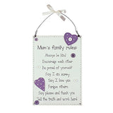 Mum's Family Rules Petty Wooden Hanging Plaque Mother's Day Gift Mum