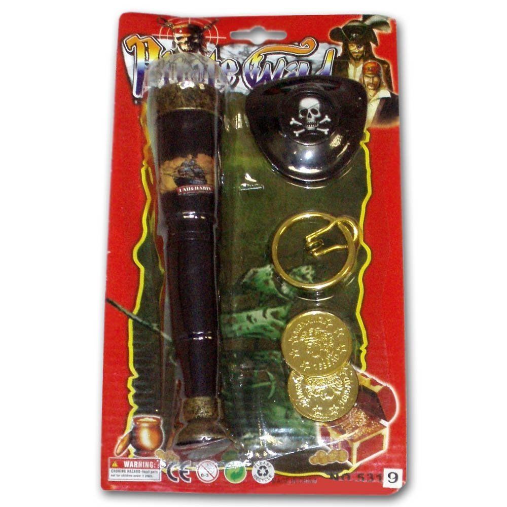 Pirate Party Set Telescope, Eye patch, Earring & Coins