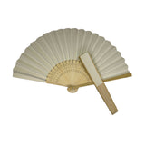 Ivory Paper Foldable Hand Held Bamboo Wooden Fan by Parev