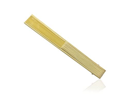 Ivory Fabric Hand Held Bamboo Wooden Fan