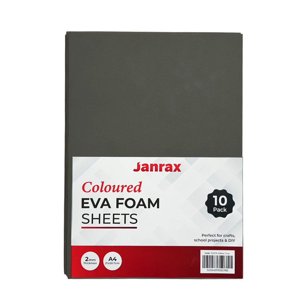 Pack of 10 A4 Grey Coloured EVA Foam Sheets