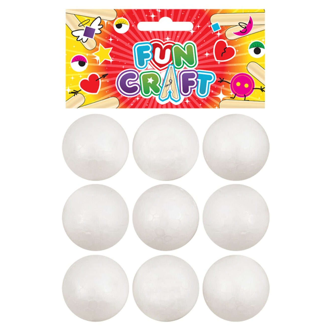 Pack of 9 Craft Kit Foam Balls 38mm {DC}
