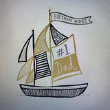 Hotchpotch Greetings Card Three 60 Dad Birthday Yacht {DC}