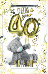 Bear With Balloons 3D Photo Finish Keepsake 40th Birthday Card