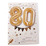 Let's celebrate 80th Happy Birthday Balloon Boutique Greeting Card