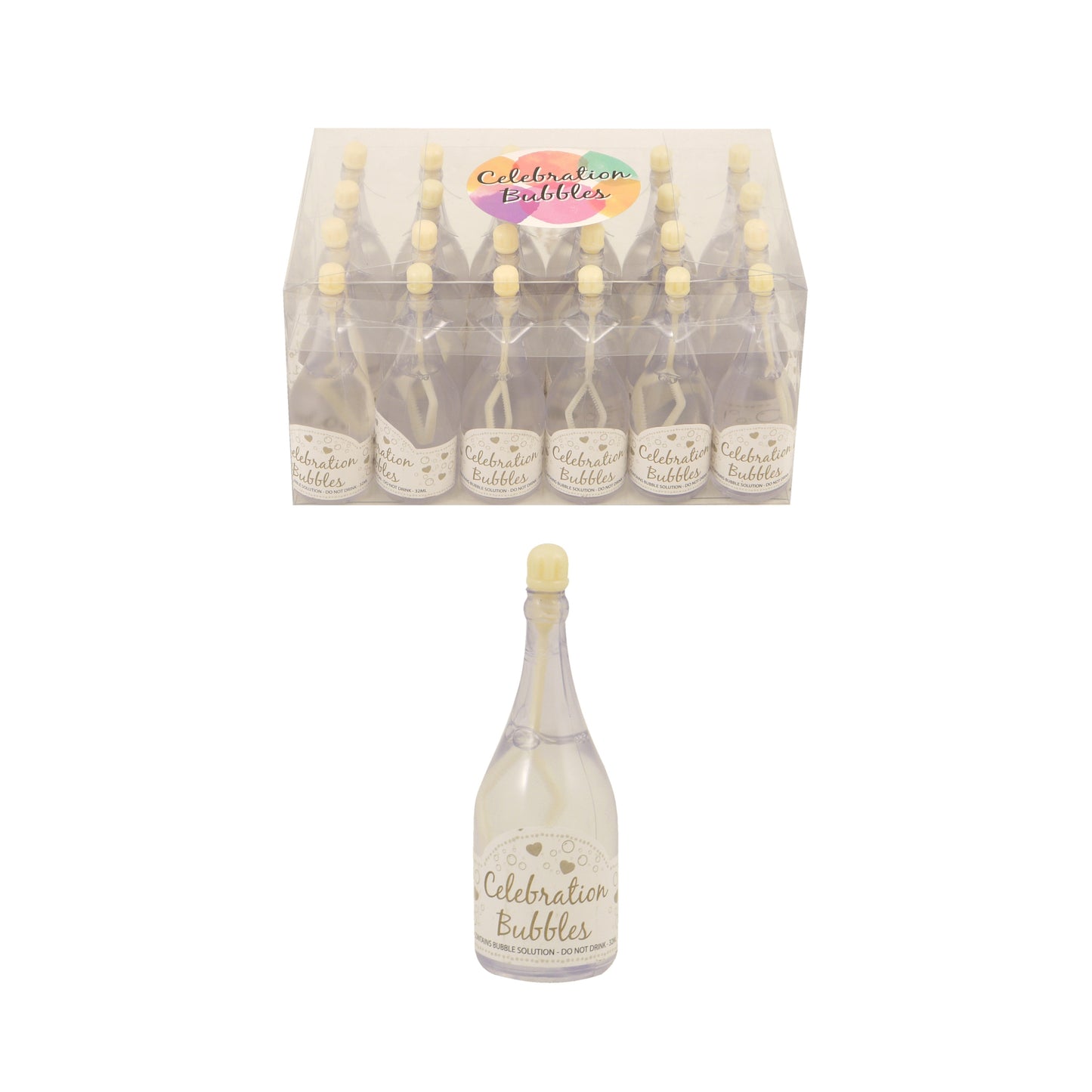 Pack of 24 Clear Bottle Bubbles with Cream Wand {DC}