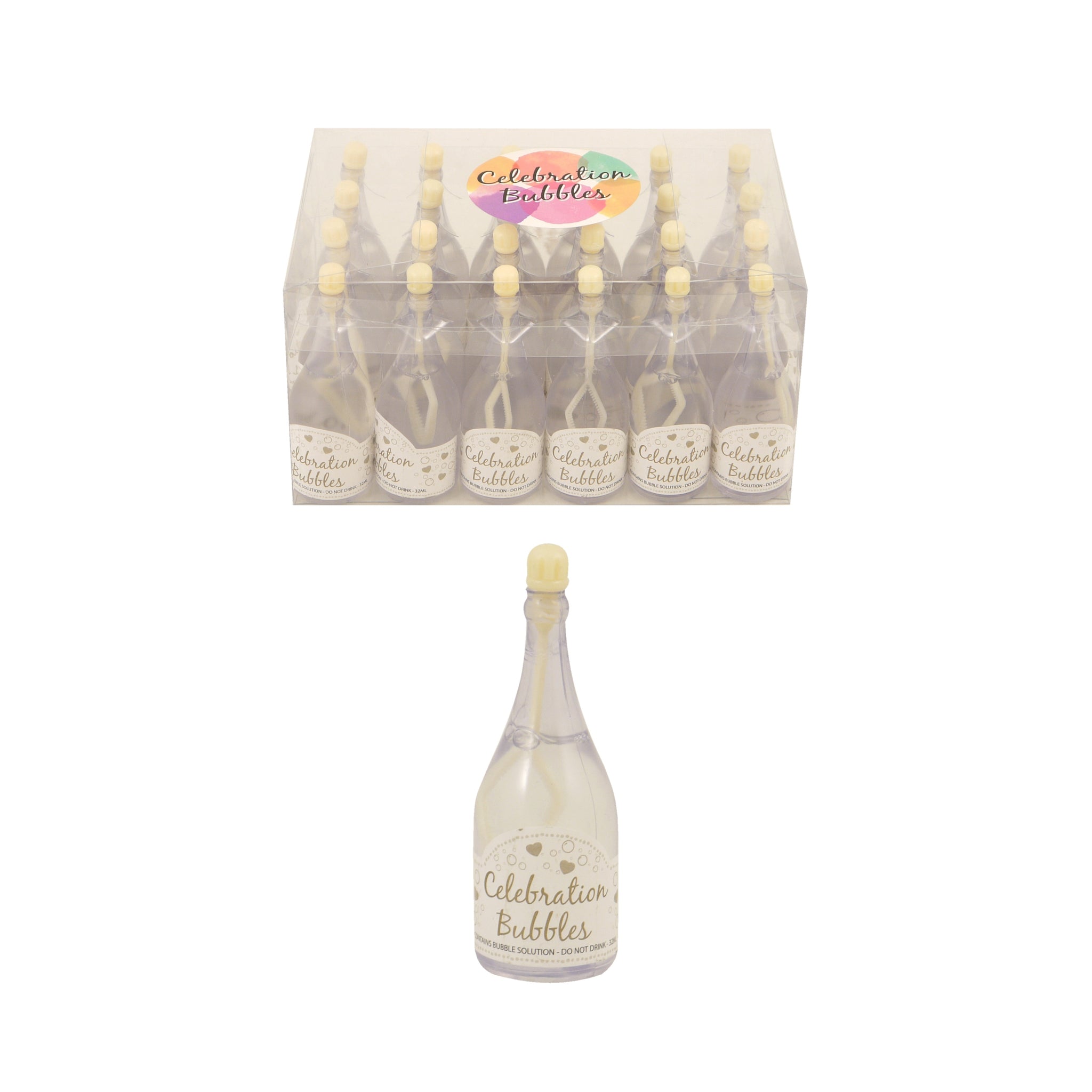 Pack of 24 Clear Bottle Bubbles with Cream Wand {DC}