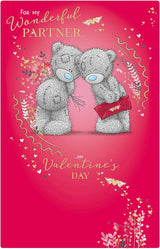 Bears With Bouquet And Envelope Wonderful Partner Valentine's Day Card {DC}