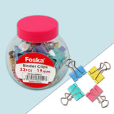 Tub of 32 Assorted Colour Metal Binder Clips 19mm