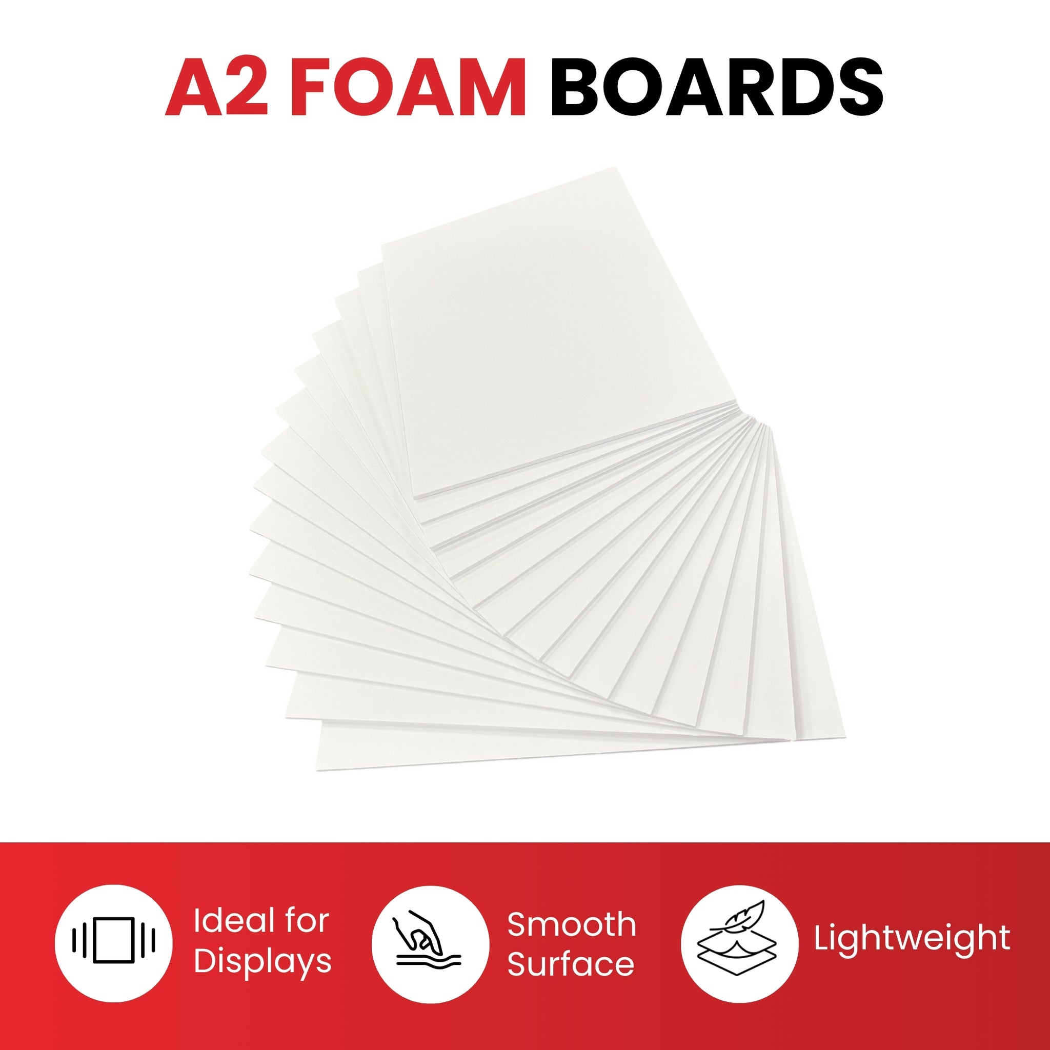Pack of 10 A2 5mm White Foam Boards – 420 x 594mm