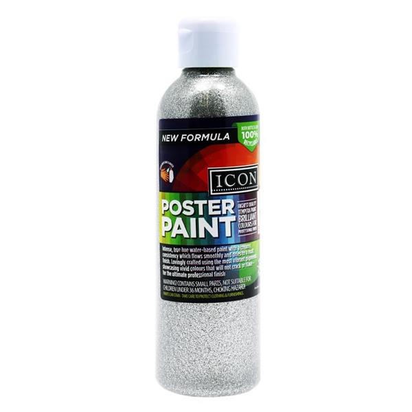 300ml Silver Glitter Poster Paint by Icon Art