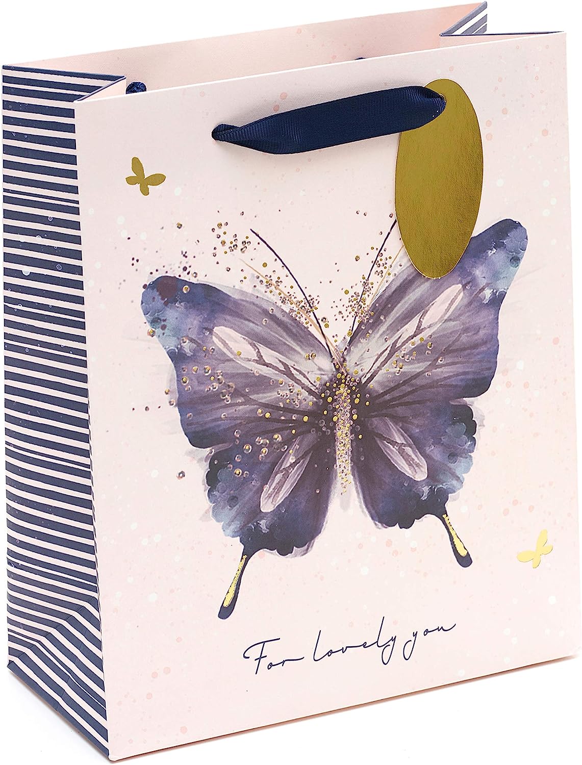 Pink and Purple Butterfly Design Medium Gift Bag For Her, Birthday, Mother's Day 