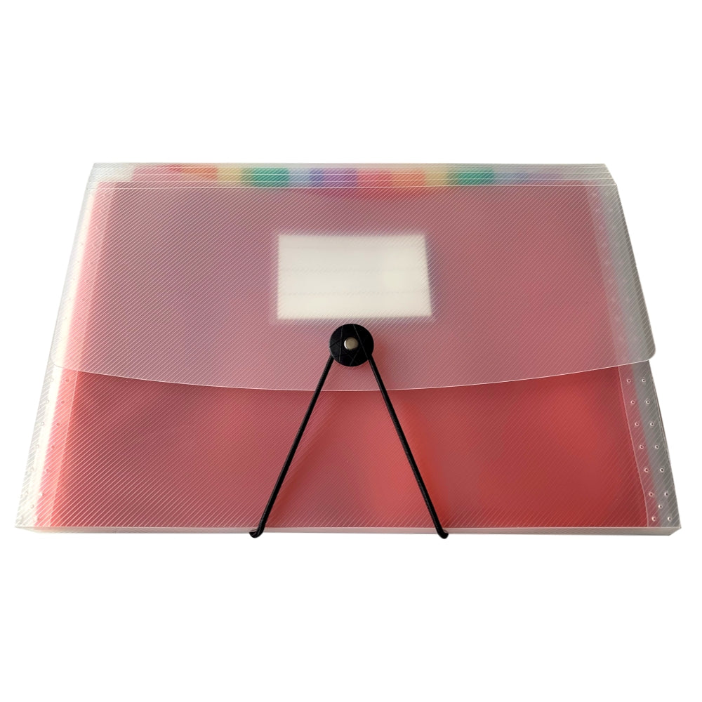 A4 13 Part Rainbow Coloured Tabs Expanding File with Elastic Closure