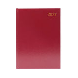 Janrax 2027 A4 Day Per Page Burgundy Desk Diary