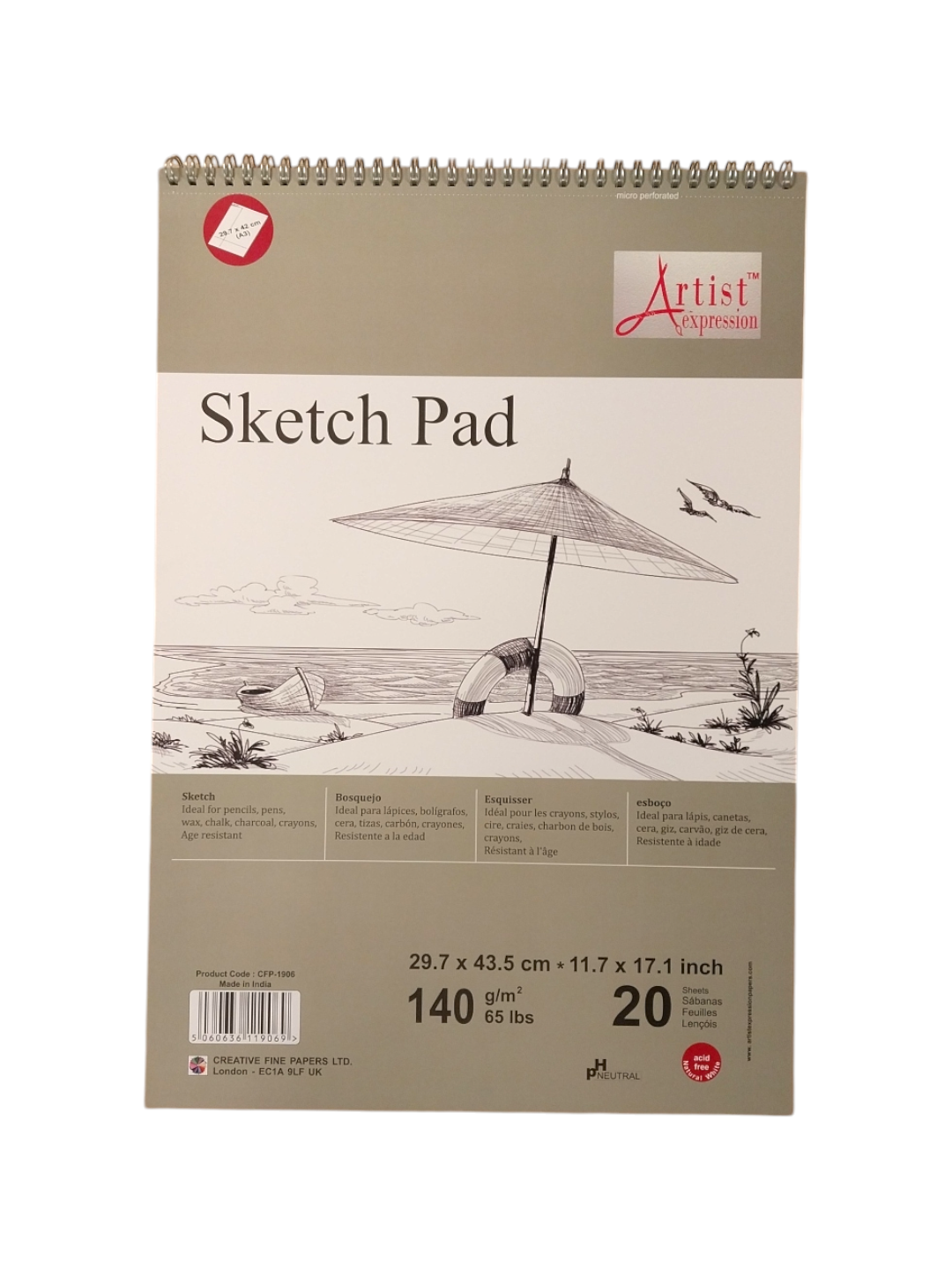 A3 Micro-Perforated Sketch Pad 20 Sheets 29.7 x 43.5cm
