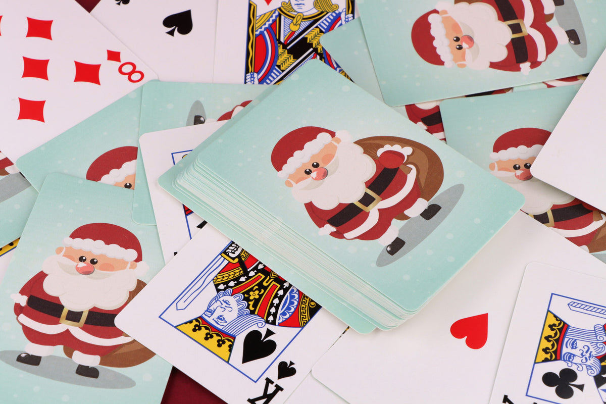 Plastic Coated Christmas Playing Cards (9cm x 6cm) - Family Game Nights, Parties & Xmas Stocking Fillers