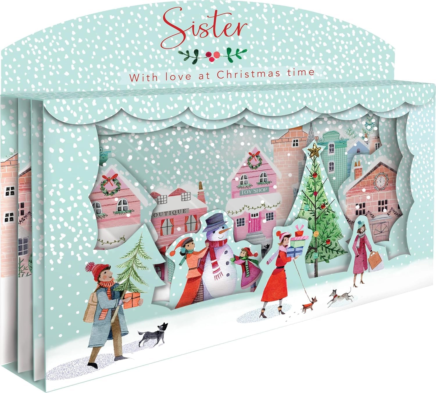 Wonderful Sister Spectacular 3D Street Scene Freestanding Christmas Card {DC}