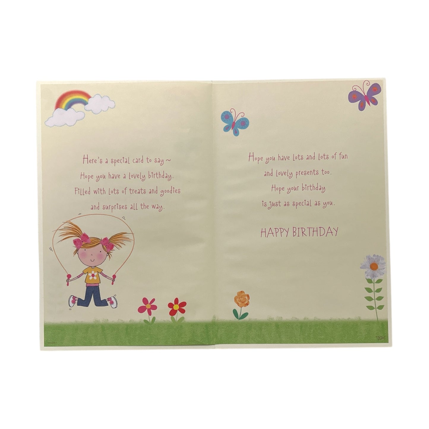 To Daughter Age 5 Girl Skipping Juvenile Birthday Card With Badge