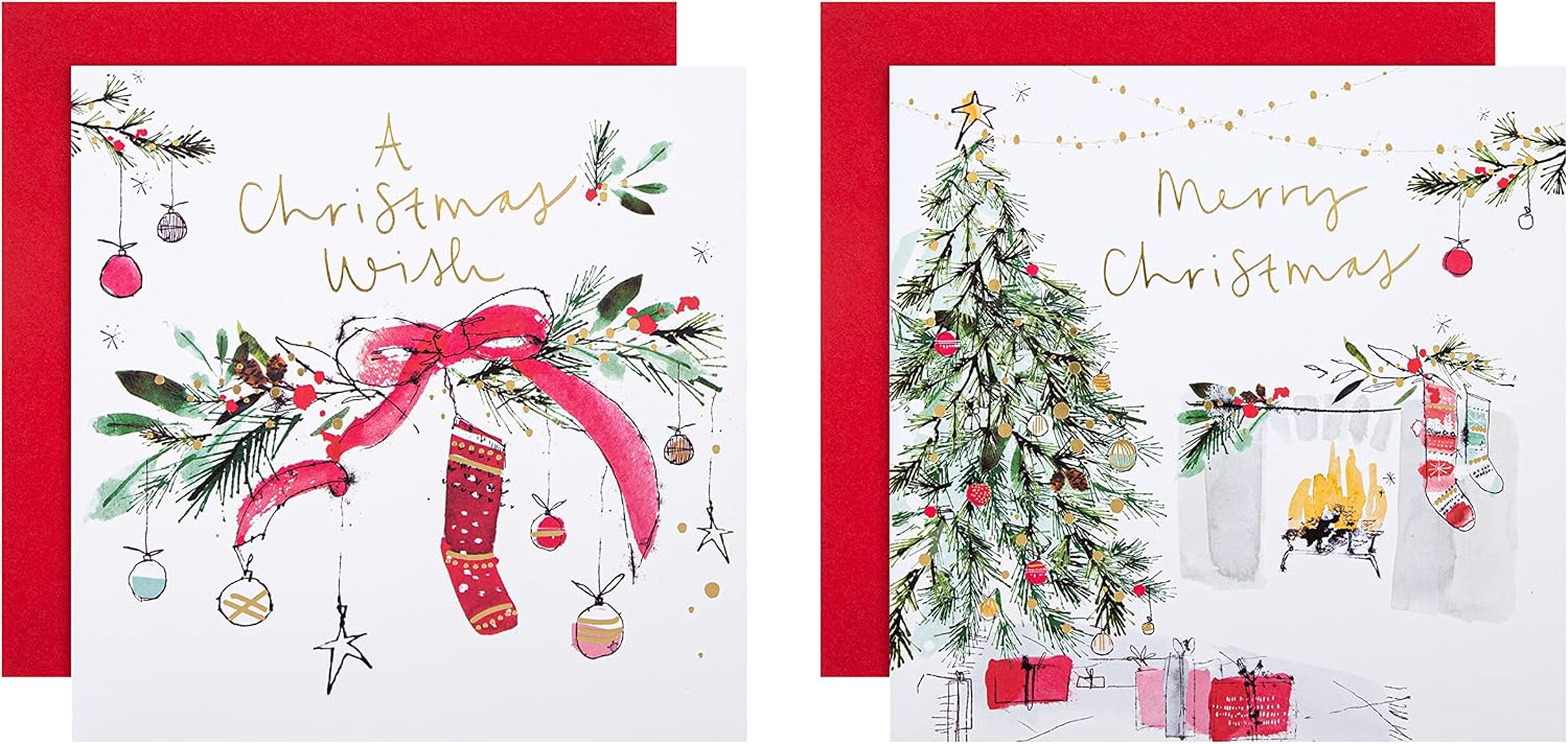 Contemporary Traditional Wish 16 Pack 2 Designs Charity Christmas Cards