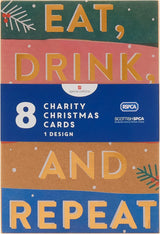 Box of 8 Eat, Drink & Repeat Foiled RSPCA Charity Christmas Cards