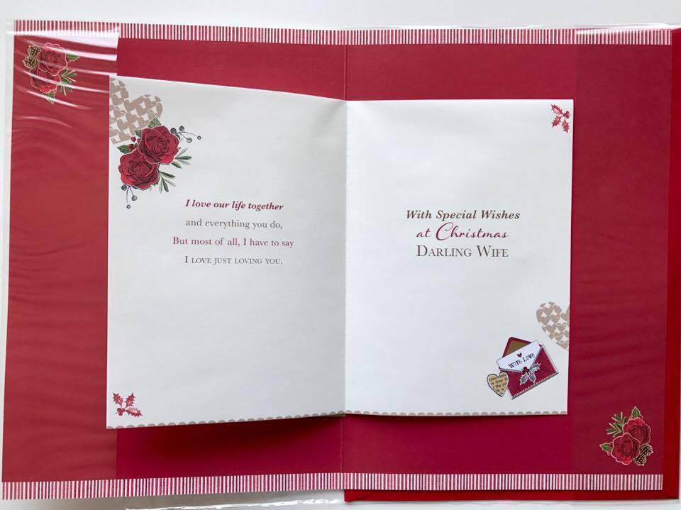 My Wonderful Wife - Luxury Decorative Hand Made Christmas Card 