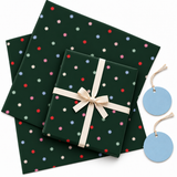 Pack of 2 Christmas Midnight Starfall Design 50 x 70 cm Gift Wrap Sheets with 2 Tags - Christmas Birthdays Kids Party Holiday Gifting
