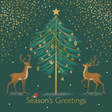 Pack of 10 Festive Contemporary Reindeer Design Square Christmas Cards With Envelopes