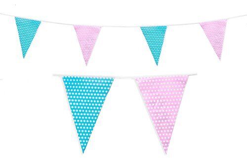 C1009 Pink & Blue Polta Dot Bunting 10m with 20 Pennants