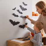 Pack of 12 Halloween Bat Wall Decorations with Adhesive Dots