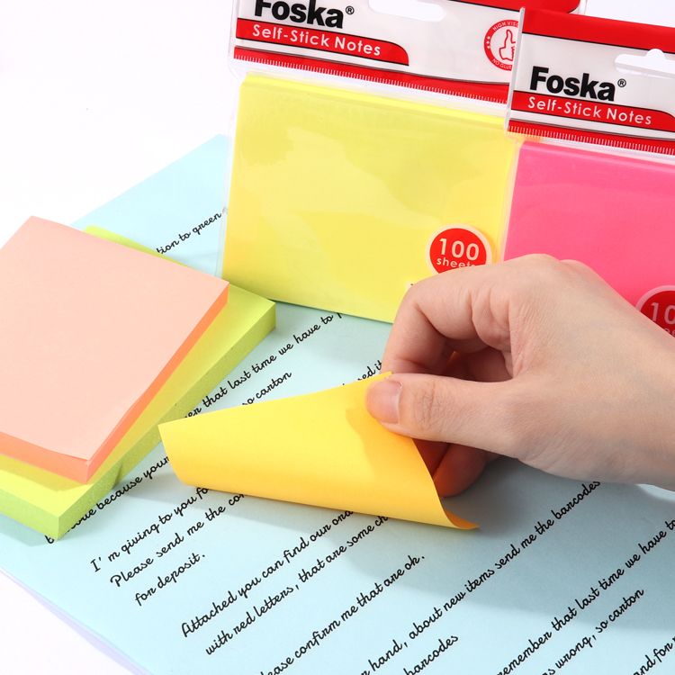 100 Sheets Fluorescent Green Color Sticky Notes 37.5x50mm
