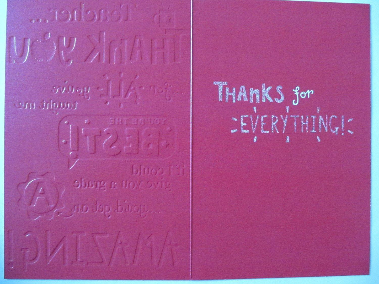Grade A For Amazing Teacher Thank You Card {DC}