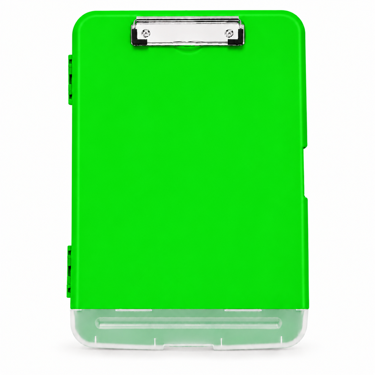 A4 Green Plastic Clipboard Box File With Pencil Holder - Storage Filing Case