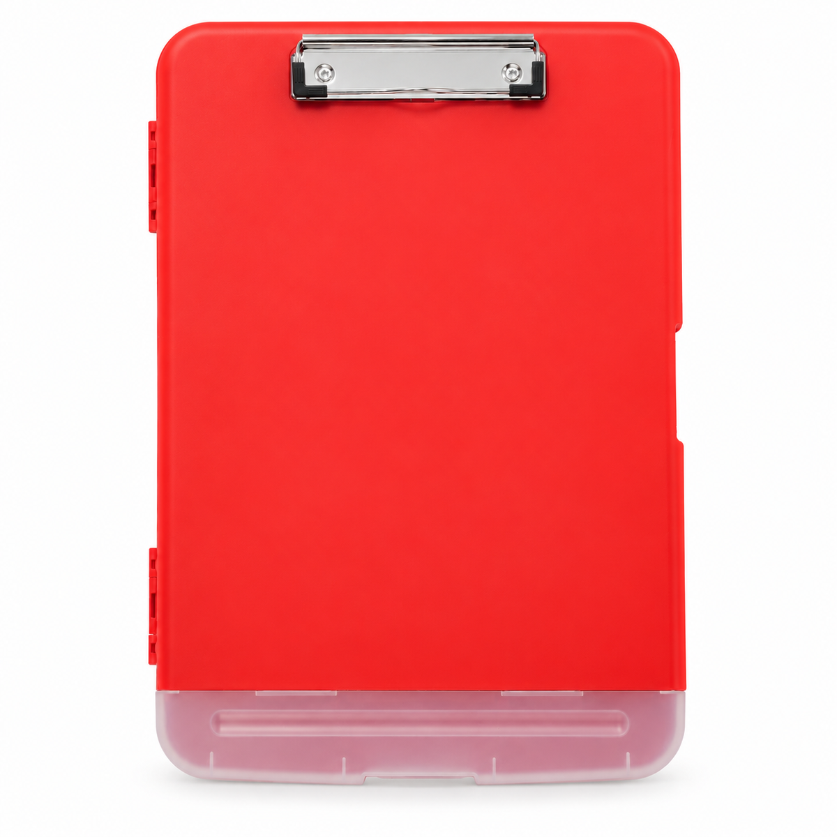 A4 Red Plastic Clipboard Box File With Pencil Holder - Storage Filing Case
