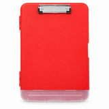 A4 Red Plastic Clipboard Box File With Pencil Holder - Storage Filing Case