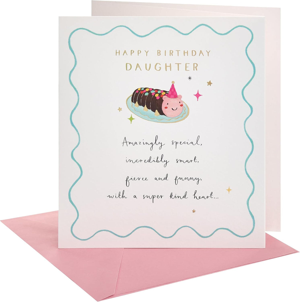 Caterpillar Cake Design Daughter Birthday Card