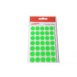Pack of 140 Fluorescent Green 13mm Round Labels - Stickers
