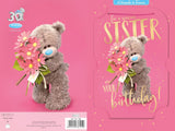 Bear With Flowers 3D Photo Finish Keepsake Special Sister Birthday Card