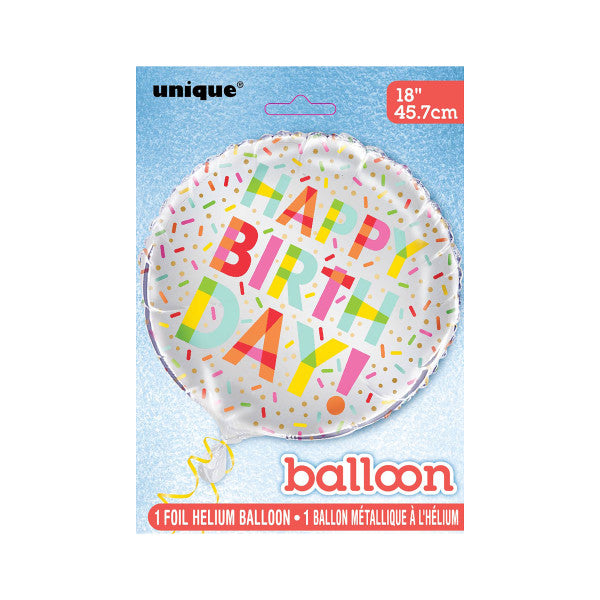 Donut Party Round Happy Birthday Foil Balloon 18"