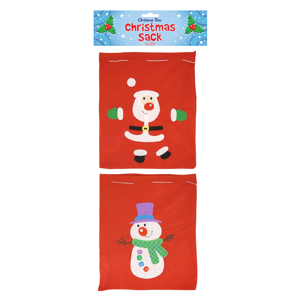 Santa and Snowman Design Christmas Sack  50 X 60 Cm {DC}