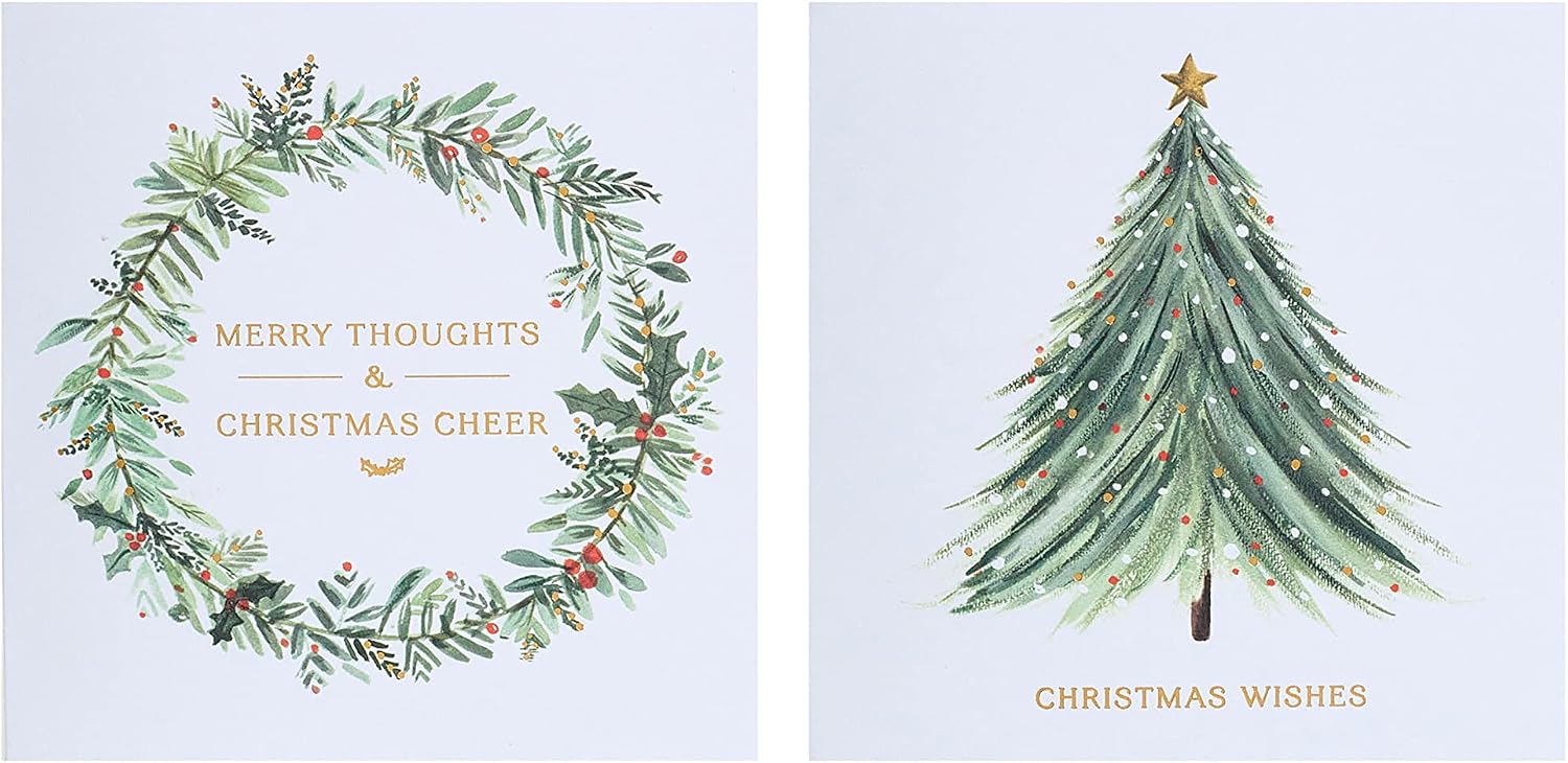 Multipack of 10 Berry Christmas Luxury Design Christmas Cards with Envelopes