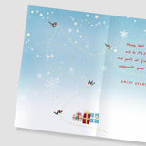 Artistic Robins Decorating The Tree Design To Your Family Christmas Card