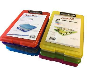 Pack of 12 Assorted Colour A4 Clipboard Box Files