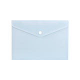 Pack of 12 A5 Light Pastel Blue Soft Touch Plastic Document Wallets with Button Closure