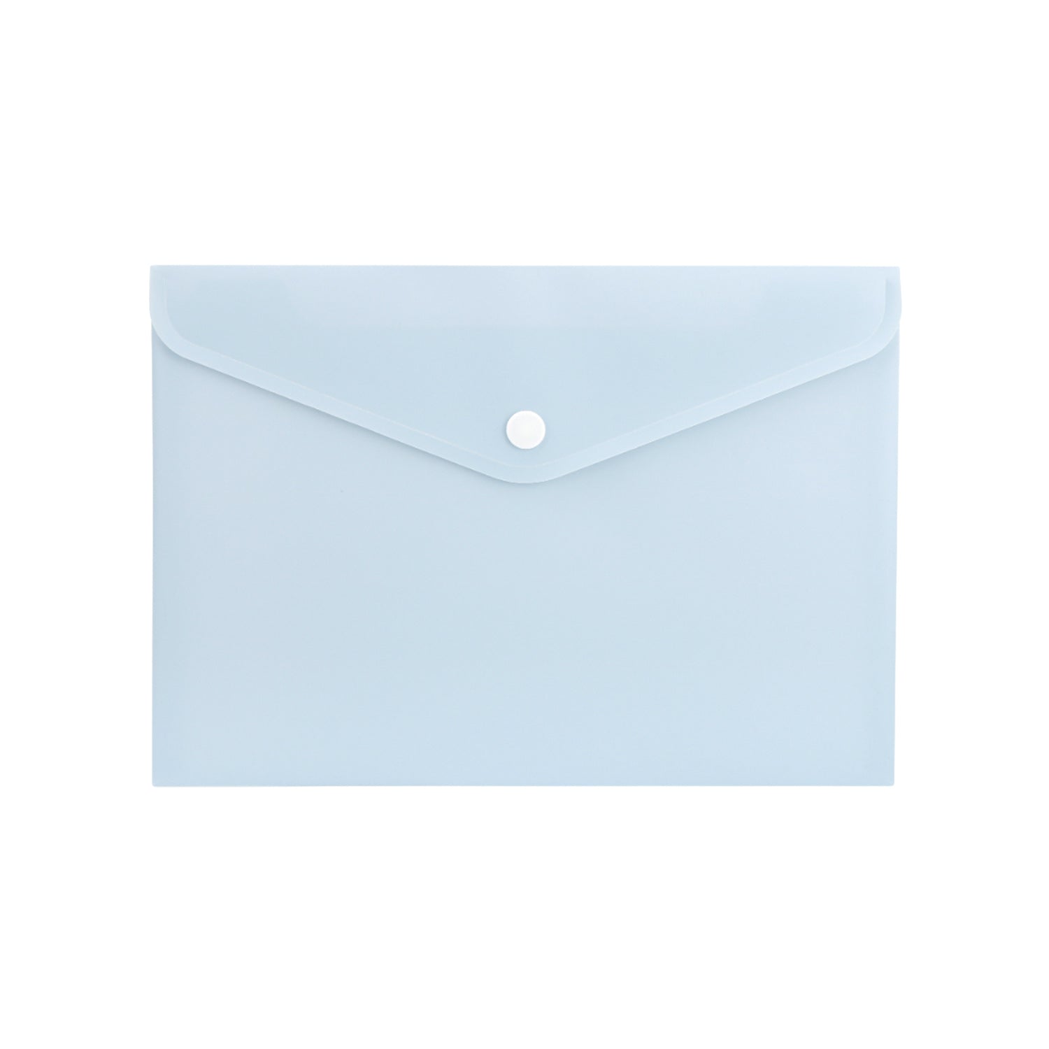 Pack of 12 A5 Light Pastel Blue Soft Touch Plastic Document Wallets with Button Closure