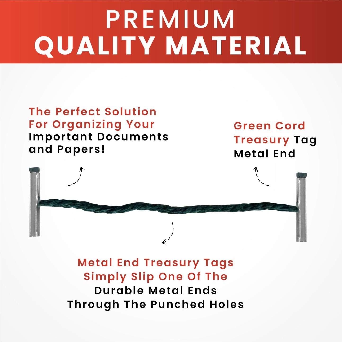 Pack of 100 25mm Metal End Treasury Tags