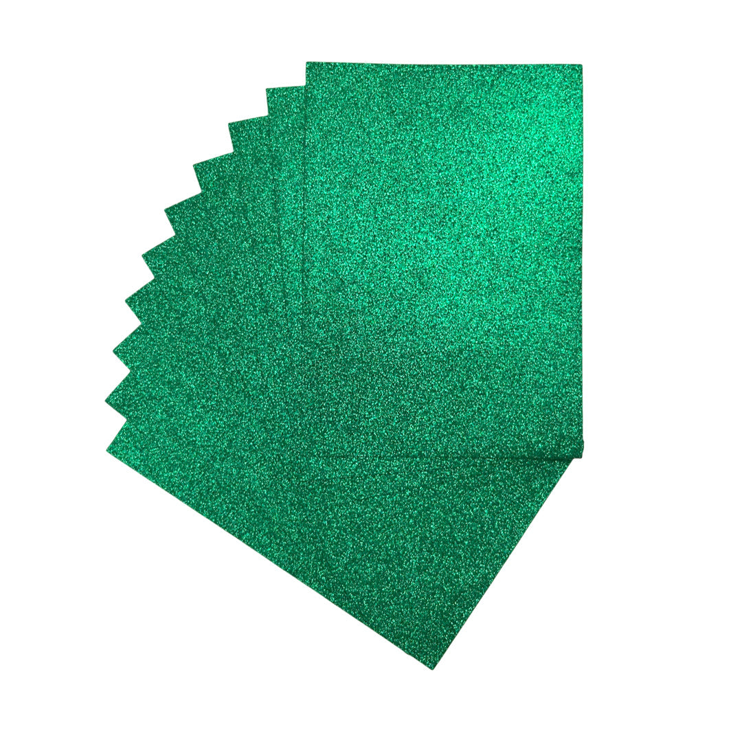 Pack of 10 A4 Green Glitter EVA Foam Sheets