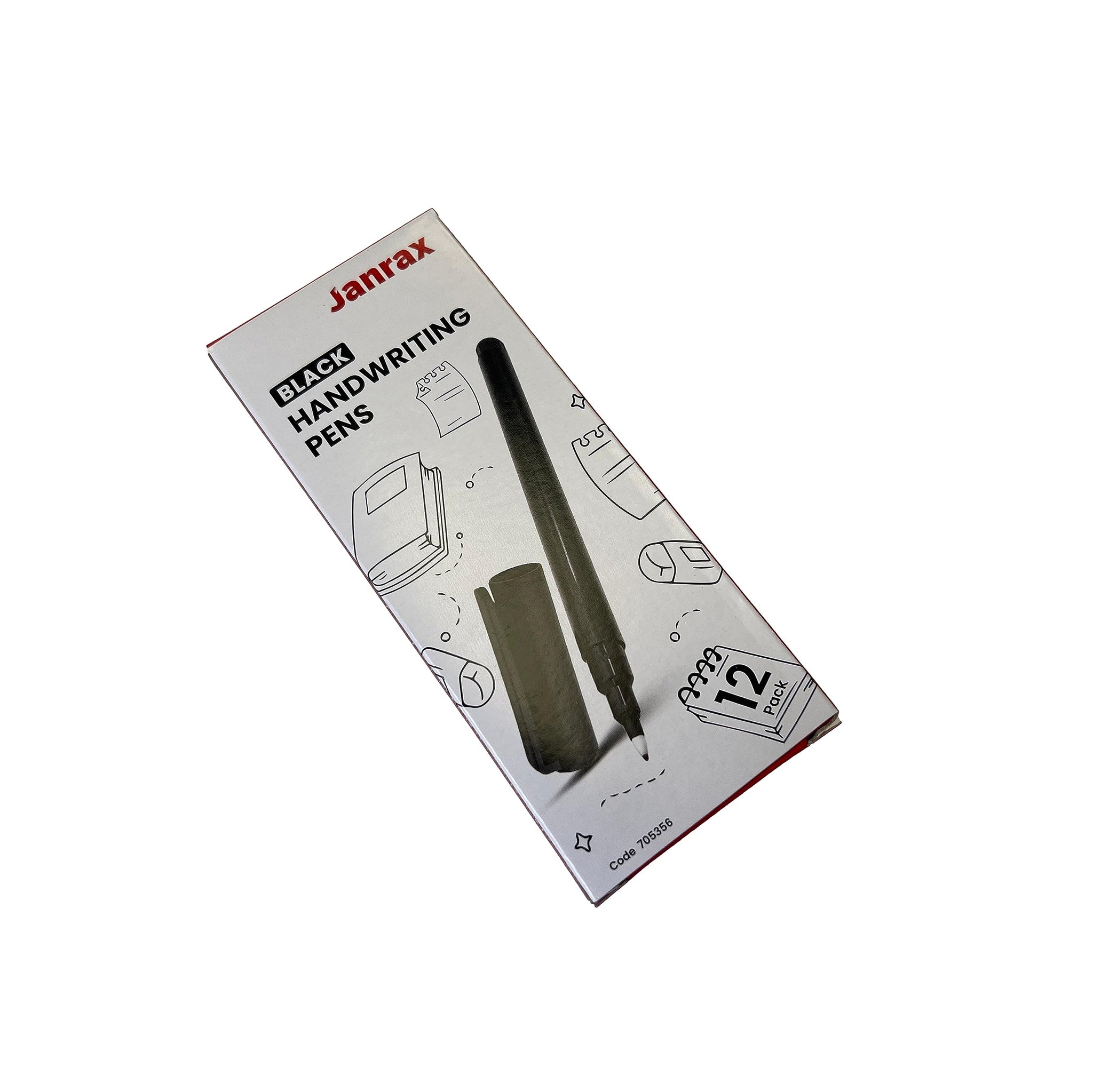 Pack of 12 Black Handwriting Pens by Janrax