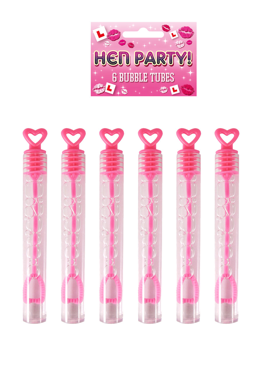 Pack of 6 Pink Heart Bubble Tubes 4ml {DC}